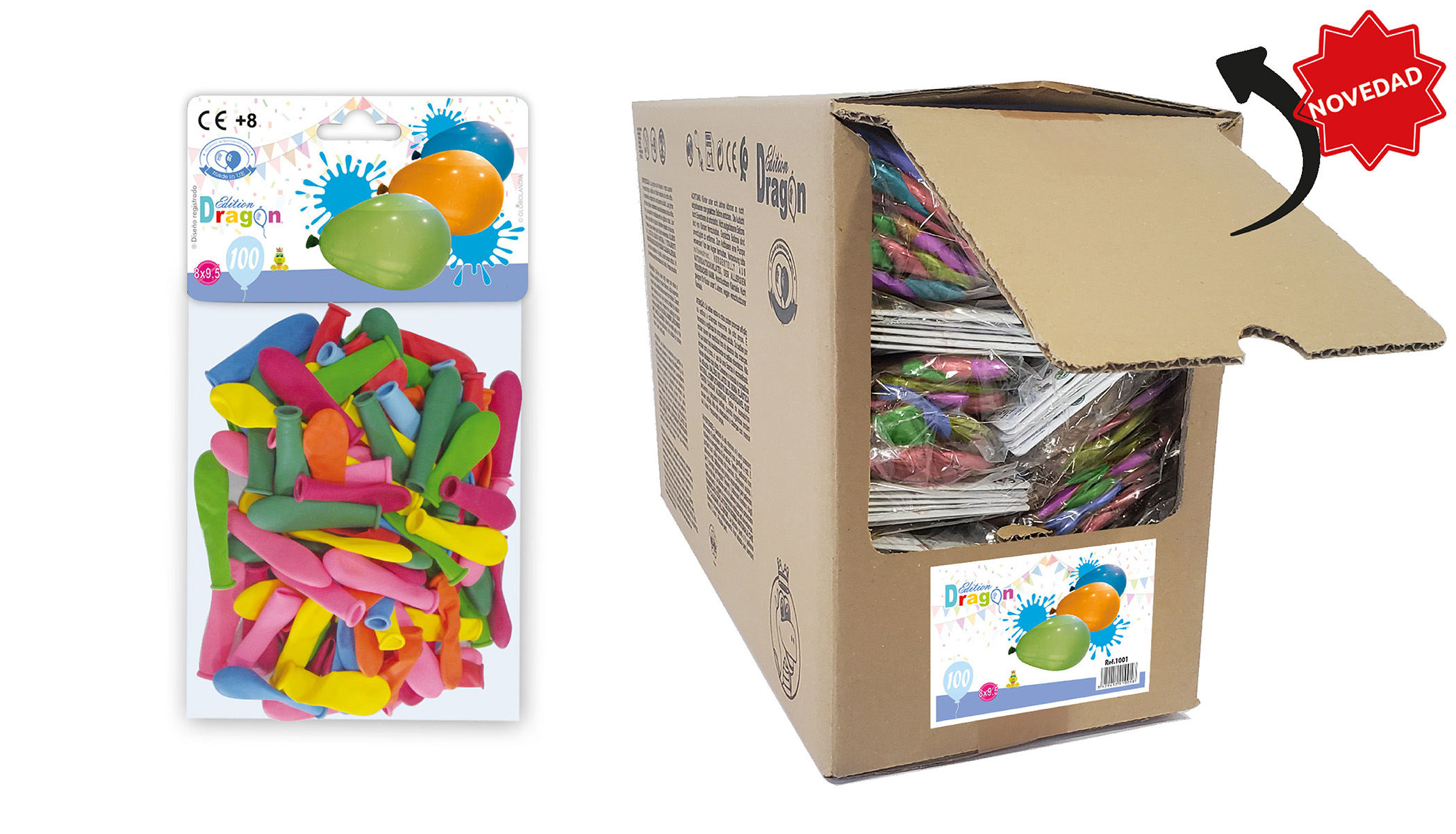 Globos de agua colores surtidos 8x9,5 - Bolsa 100 unidades