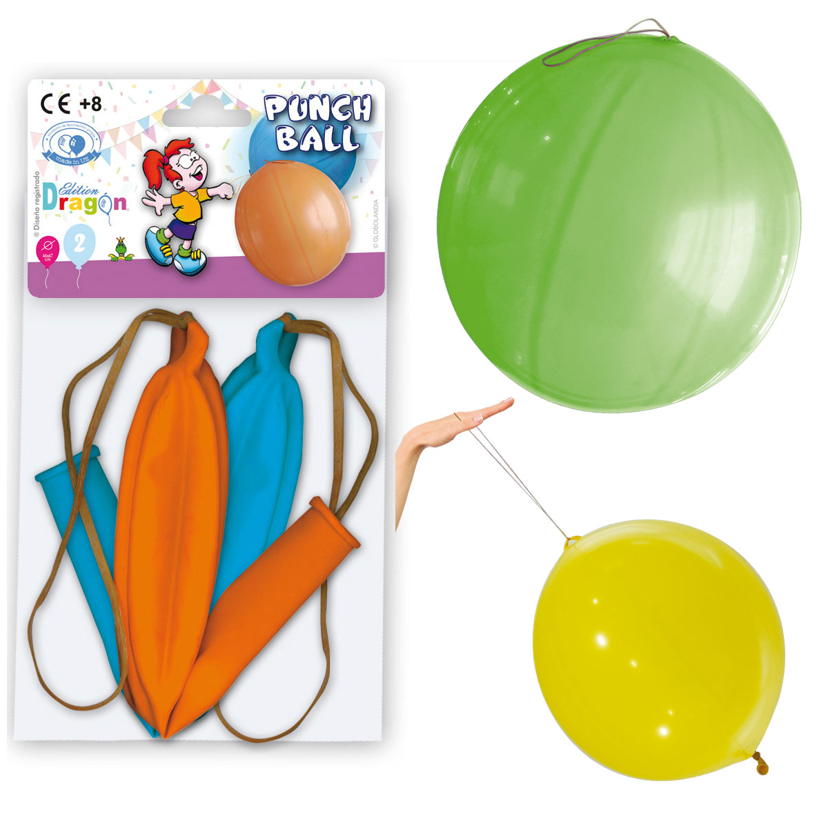 Punch Balls 18" látex liso colores surtidos - Bolsa de 2 unidades