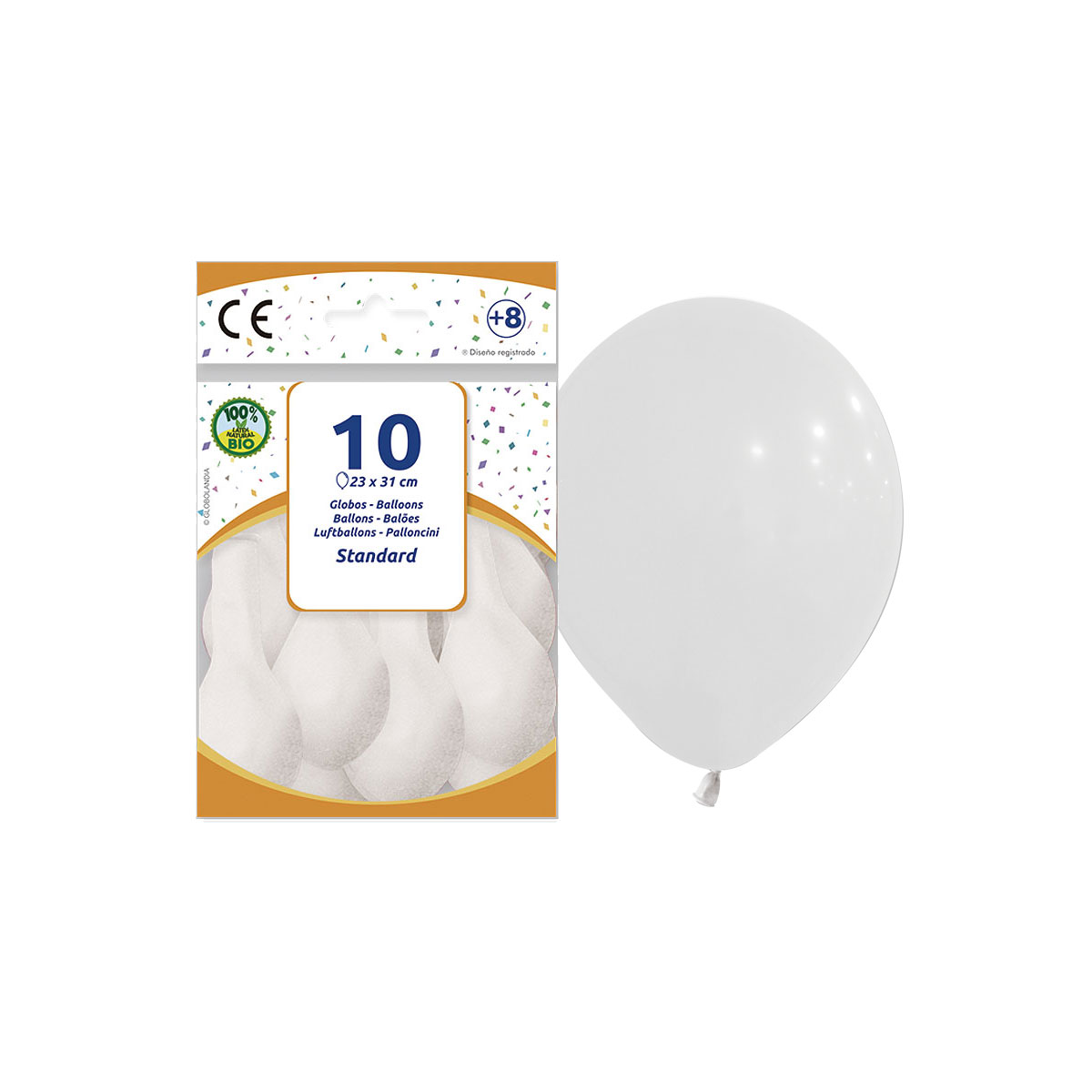 Globos de látex blanco pastel 23 cm - Bolsa de 10