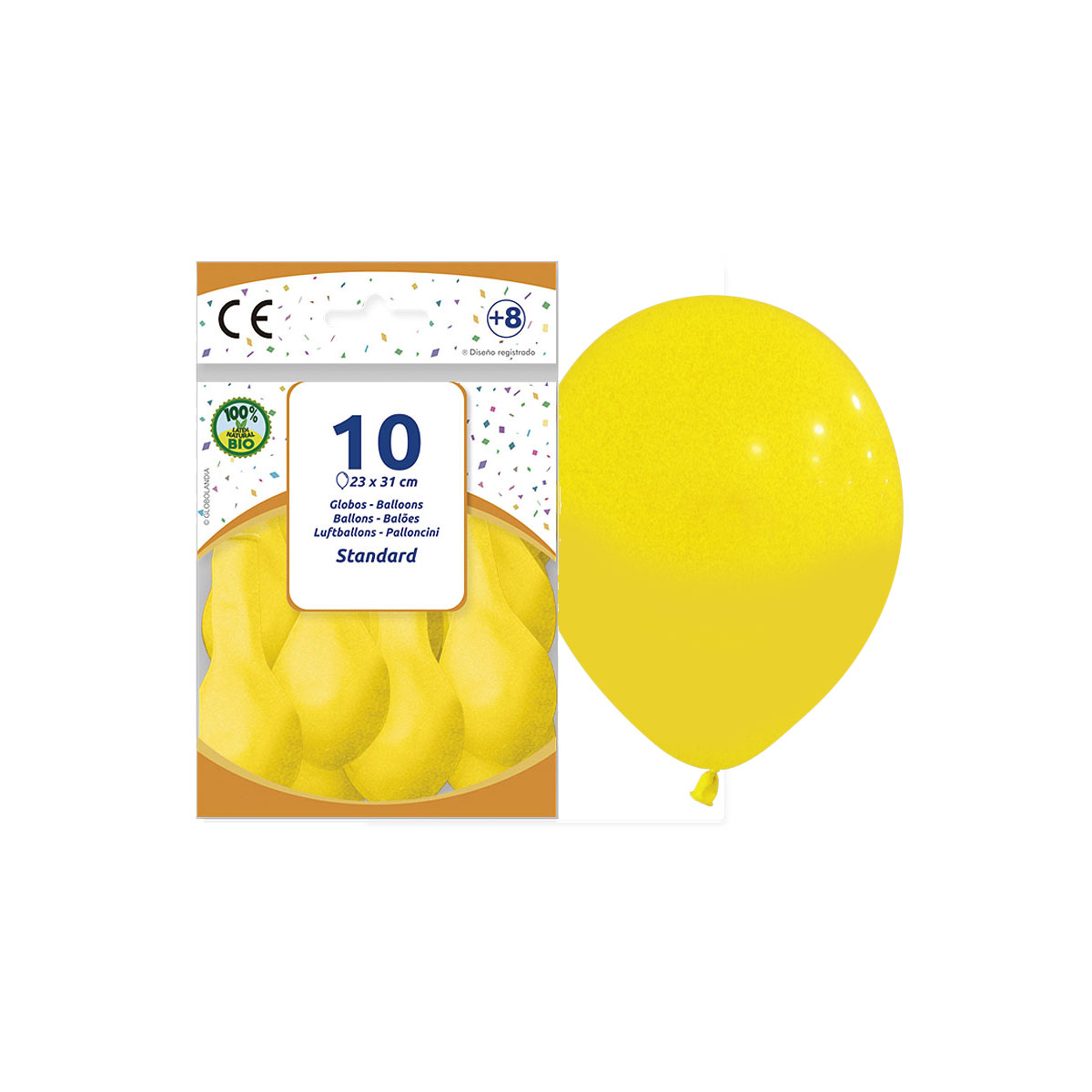 Globo látex amarillo pastel 23 x 31 cm - Bolsa 10 unidades