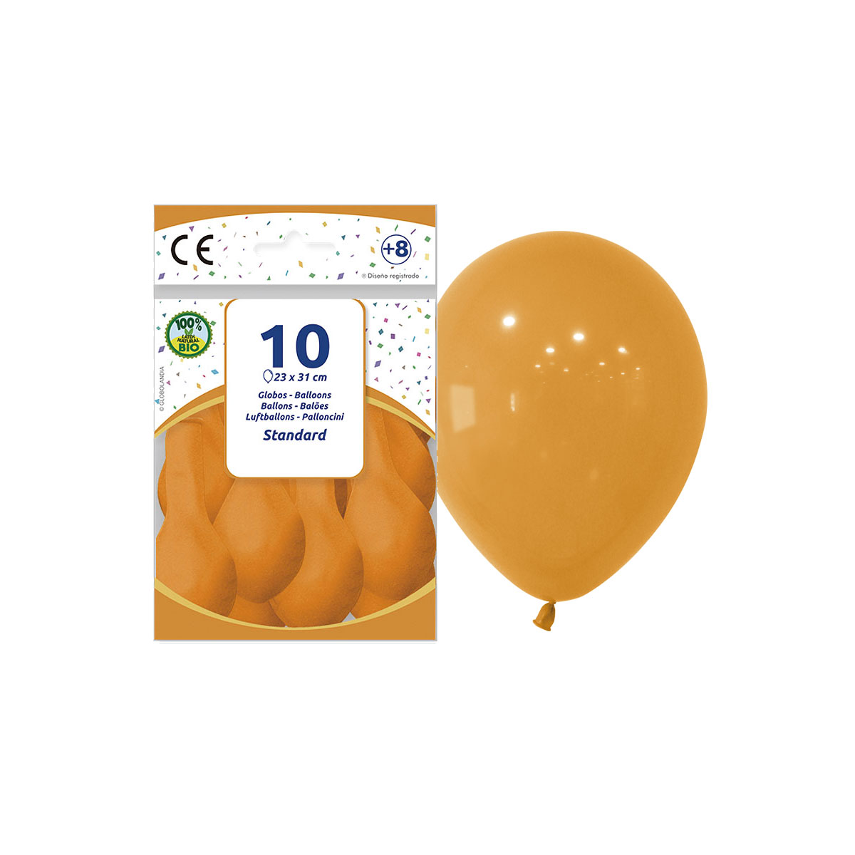Globos Naranja Standard 23 x 31 cm - Bolsa de 10