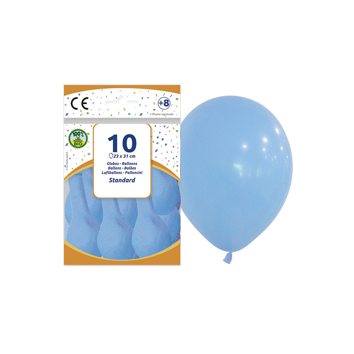 Globos de látex 9" lisos pastel celeste – bolsa de 10