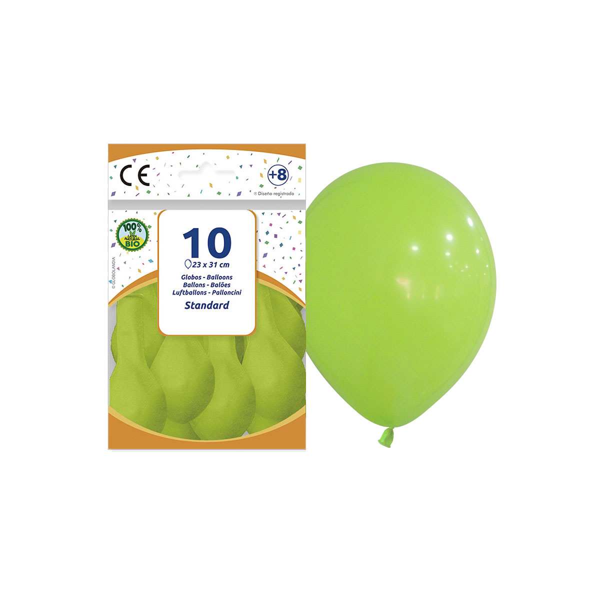 Globos de látex verde claro 23 x 31 cm - Bolsa de 10