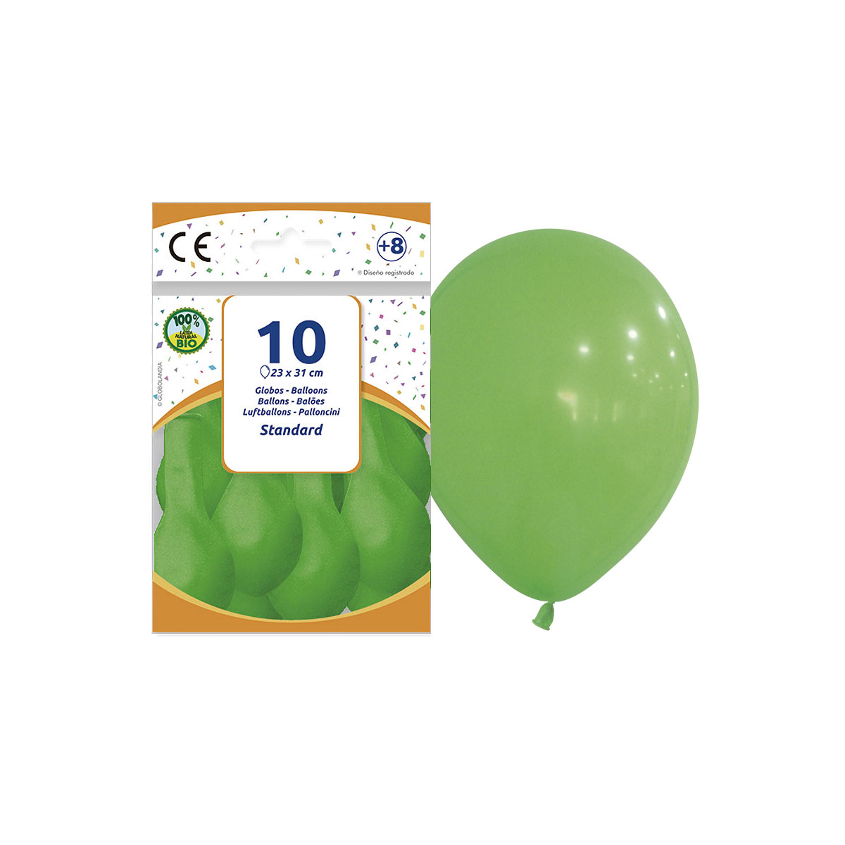 Globos Látex Verde Pastel Liso 23 x 31 cm - Bolsa 10