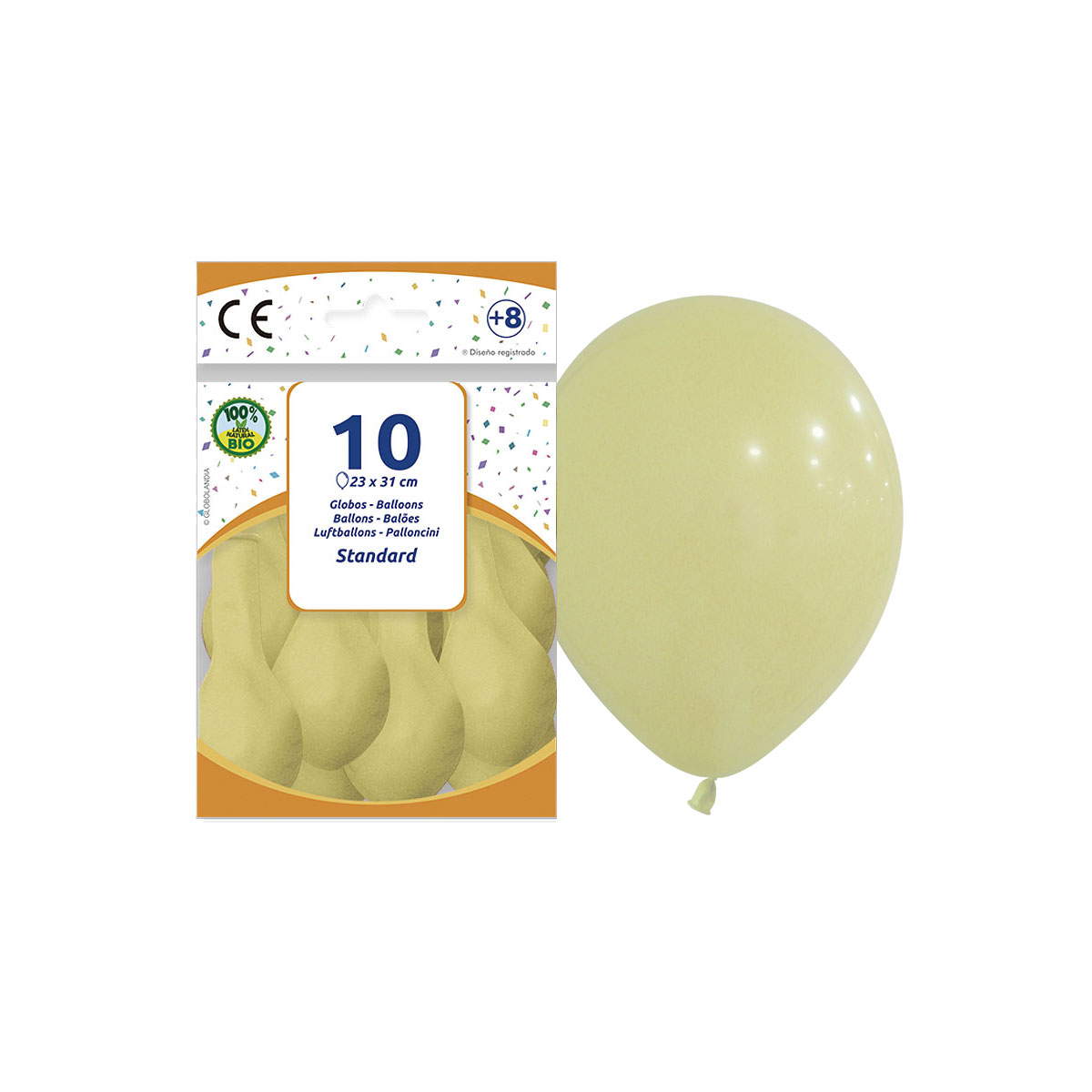 Globos látex pastel mostaza 23 x 31 cm - Bolsa 10 unidades