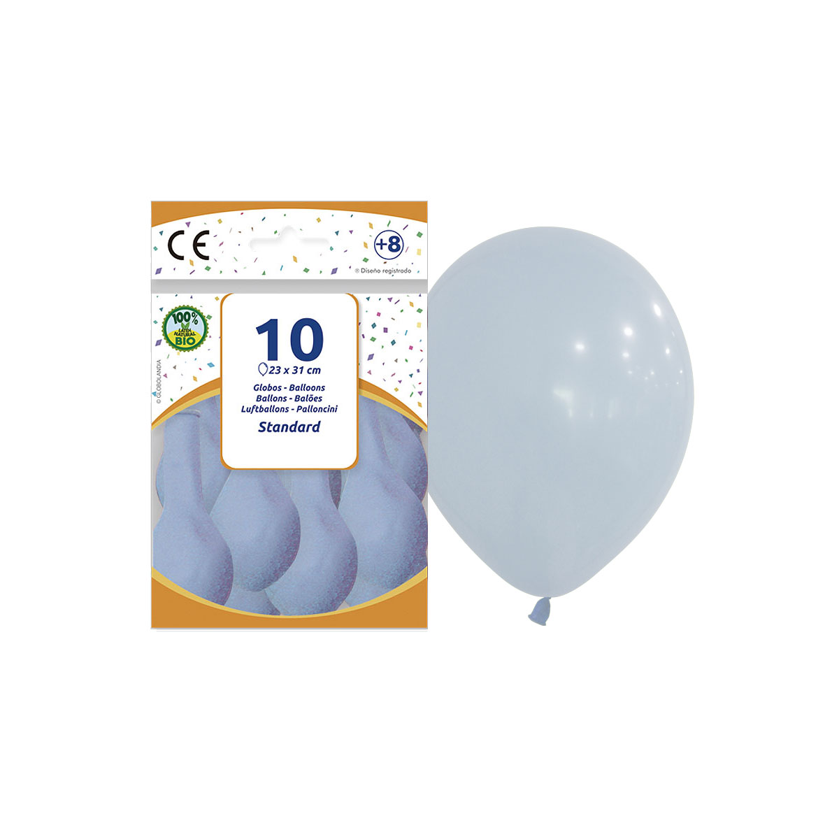 Globos de látex azul bebé pastel 23 cm, bolsa de 10
