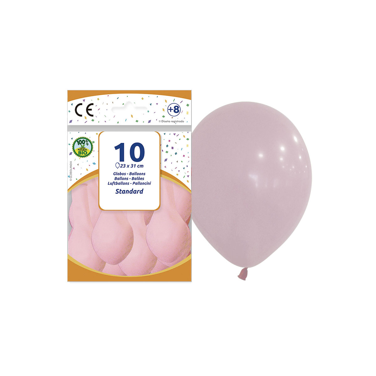 Globo látex 23x31 cm rosa bebé pastel · Bolsa 10