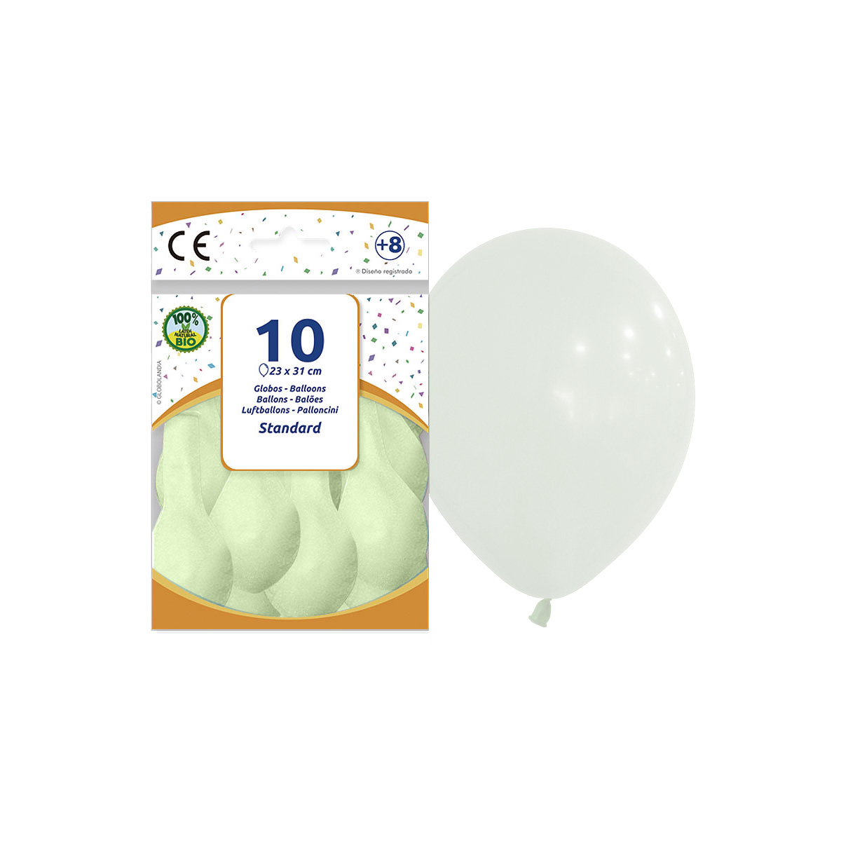 Globos látex pastel verde menta 23 x 31 cm - Bolsa de 10