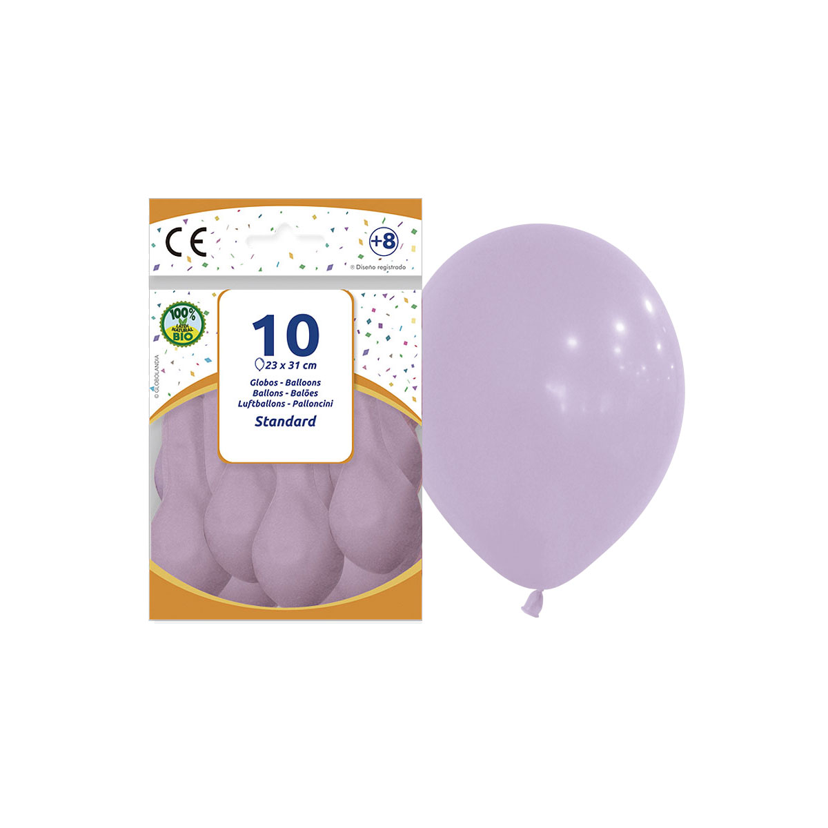 Globos Lila Bebé Pastel 23 x 31 cm - Bolsa 10 unidades