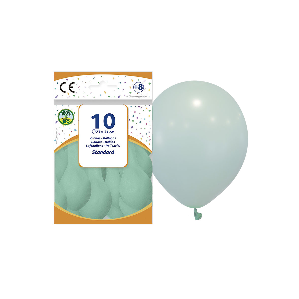 Globo látex 23 x 31 cm pastel celeste aturquesado — bolsa de 10
