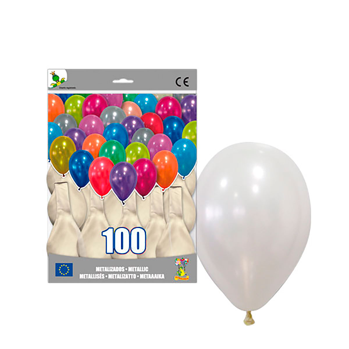 Globo metalizado blanco - Bolsa de 100