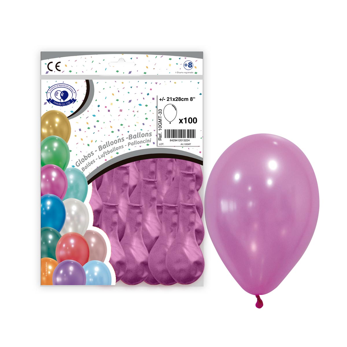 Globos metalizados rosa 21 cm - Bolsa 100 unidades