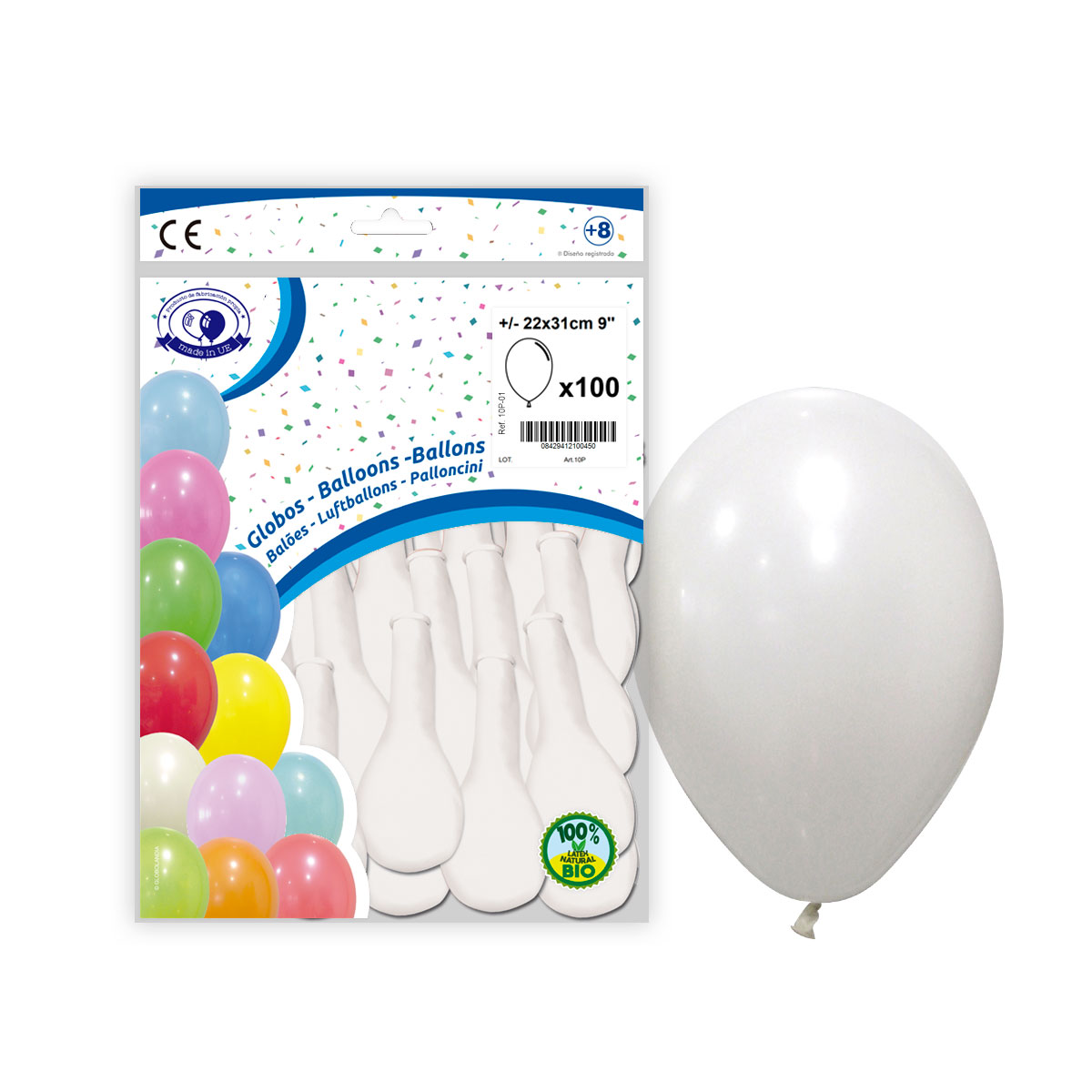 Bolsa 100 globos látex pastel surtidos 10"