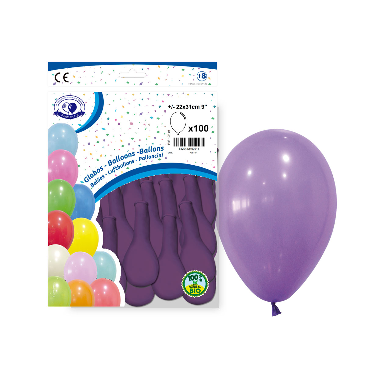 Globos de látex lila pastel 9" (bolsa de 100)