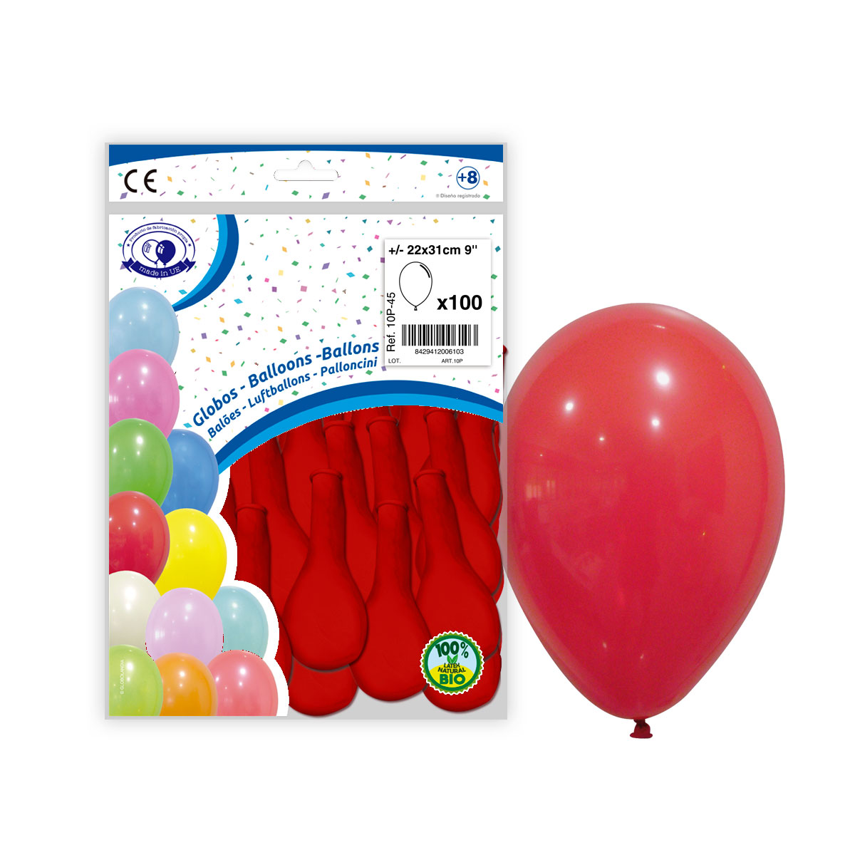 Globos de látex rojo pastel 9" - Bolsa de 100 unidades