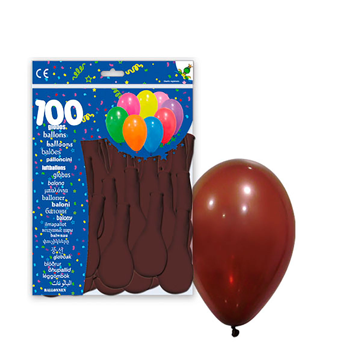 Globos látex marrón 10" lisos - Bolsa 100
