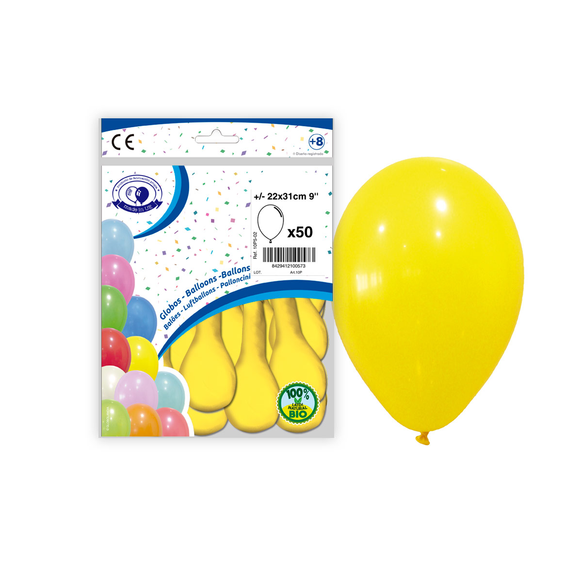 Globo de látex amarillo pastel 9" (22x31 cm) - Bolsa de 50