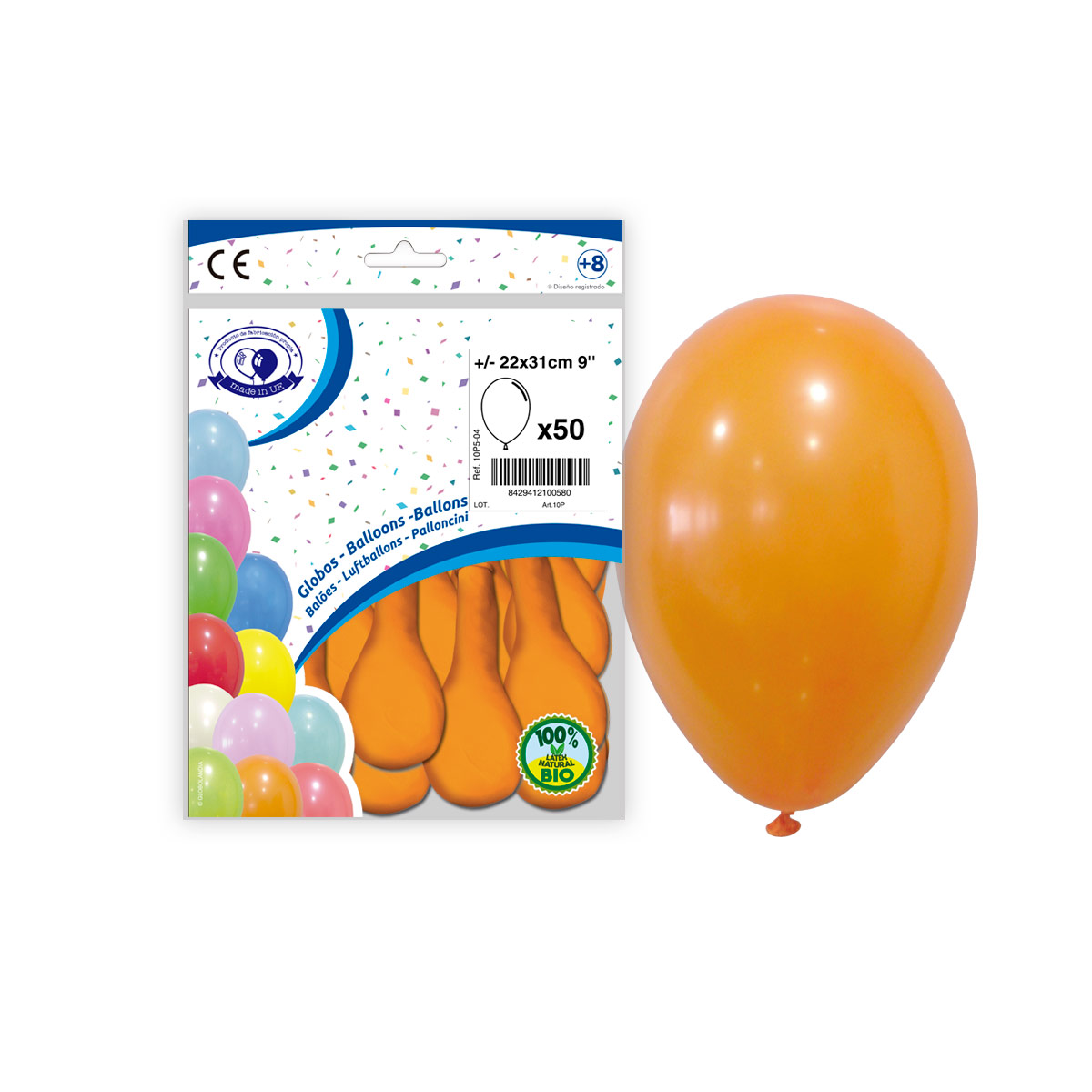 Globos de látex naranja pastel 9" - bolsa de 50