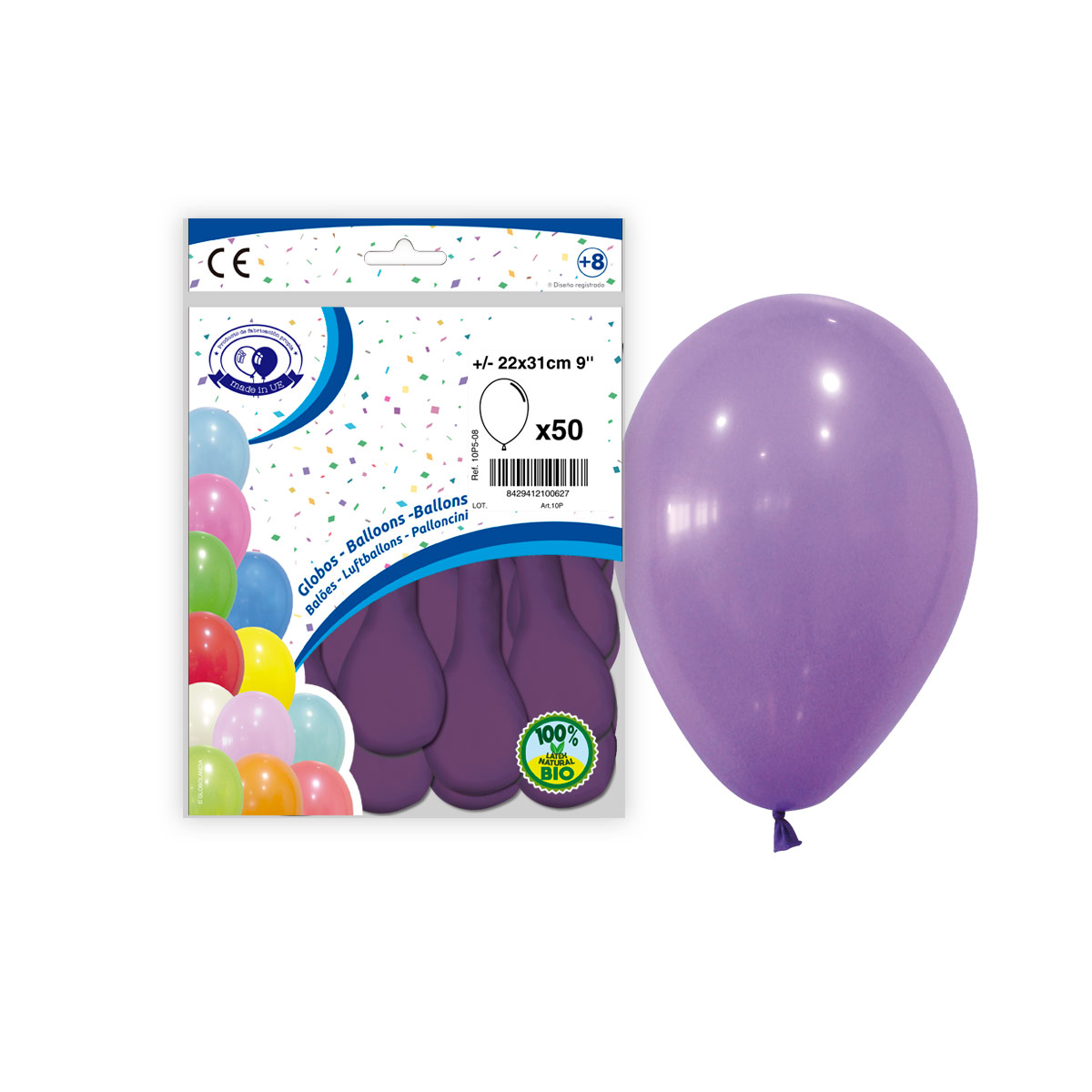 Globo látex pastel lila 10" - Bolsa 50 unidades