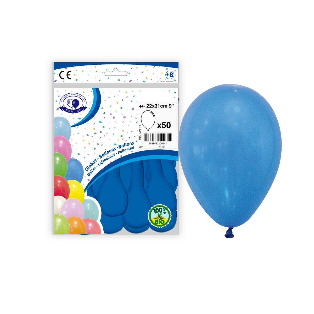 Globo látex azul pastel 22x31 cm (9") - Bolsa 50