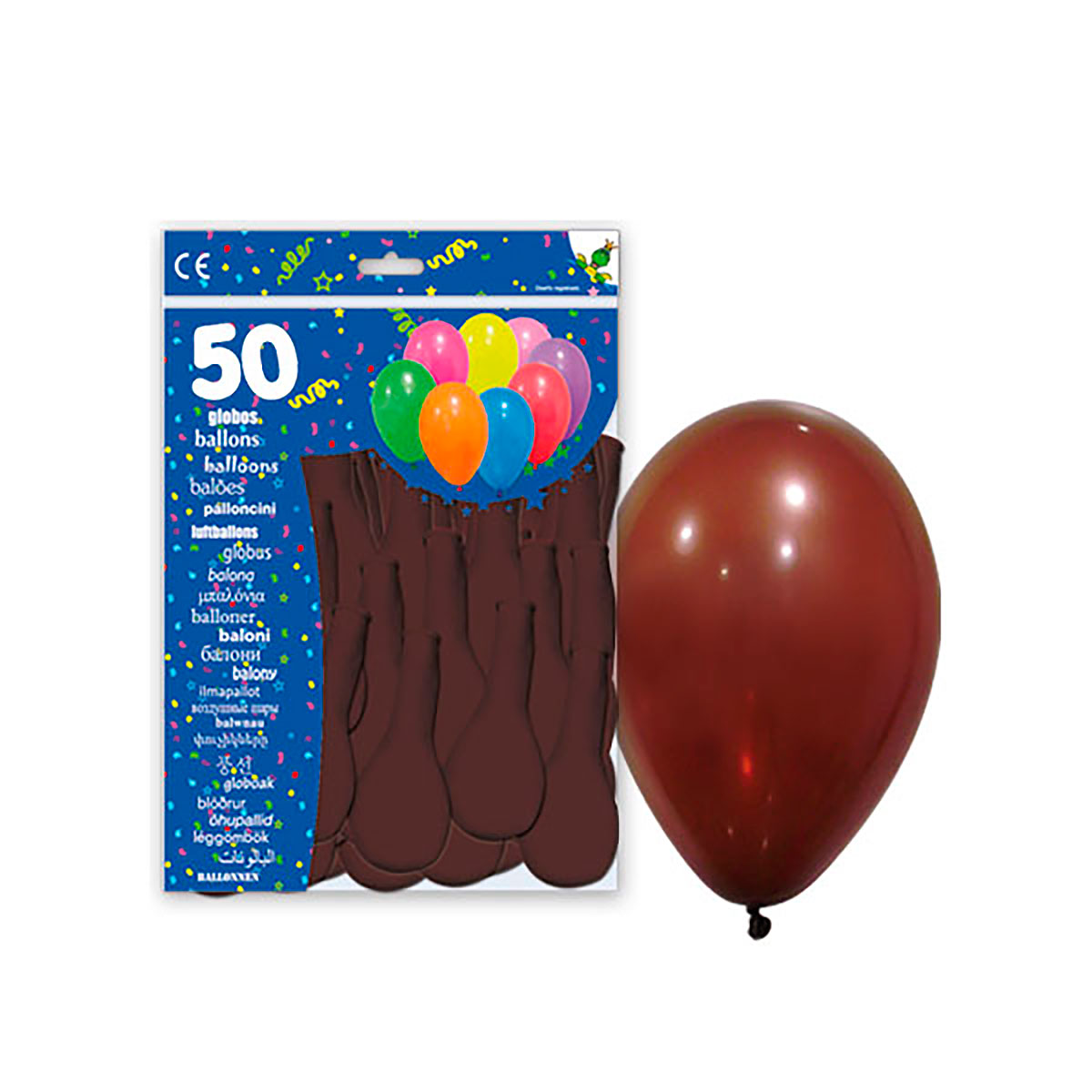 Globos de látex marrón 10" lisos - Bolsa de 50