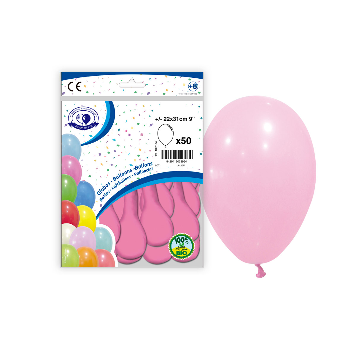 Globos de látex rosa claro pastel 22x31 cm (9") - Bolsa 50