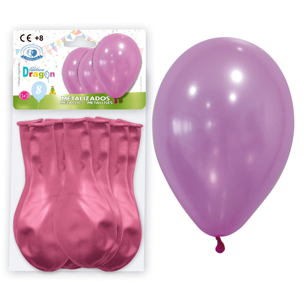 Metallic Pink Latex Balloons 10" - Bag of 8