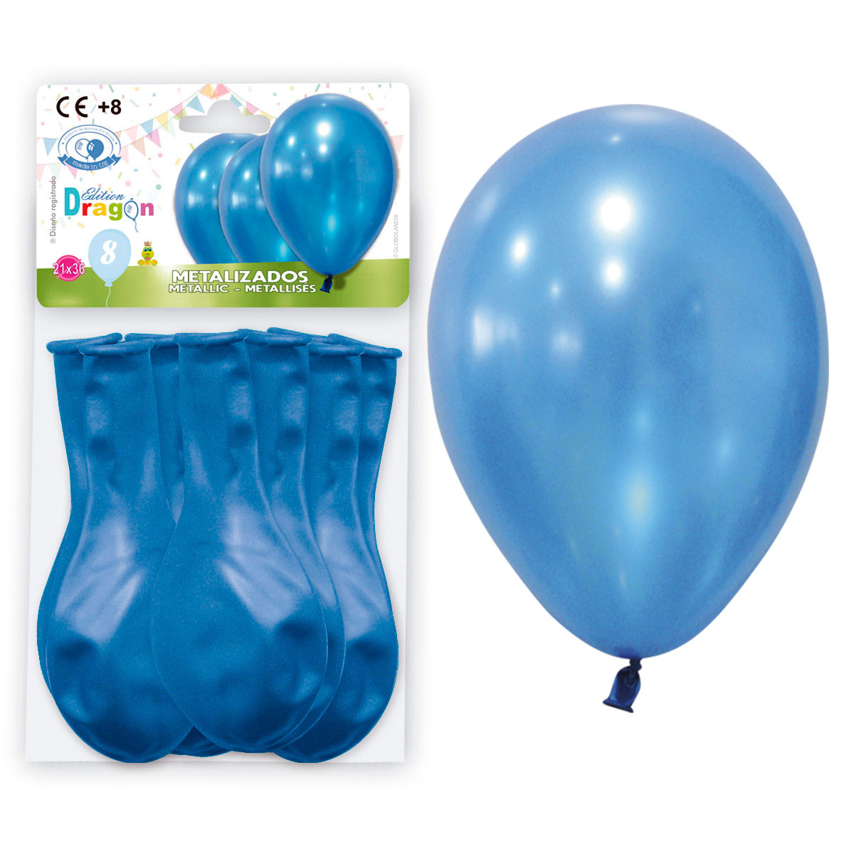 Metallic Blue Balloons 10" - Bag of 8