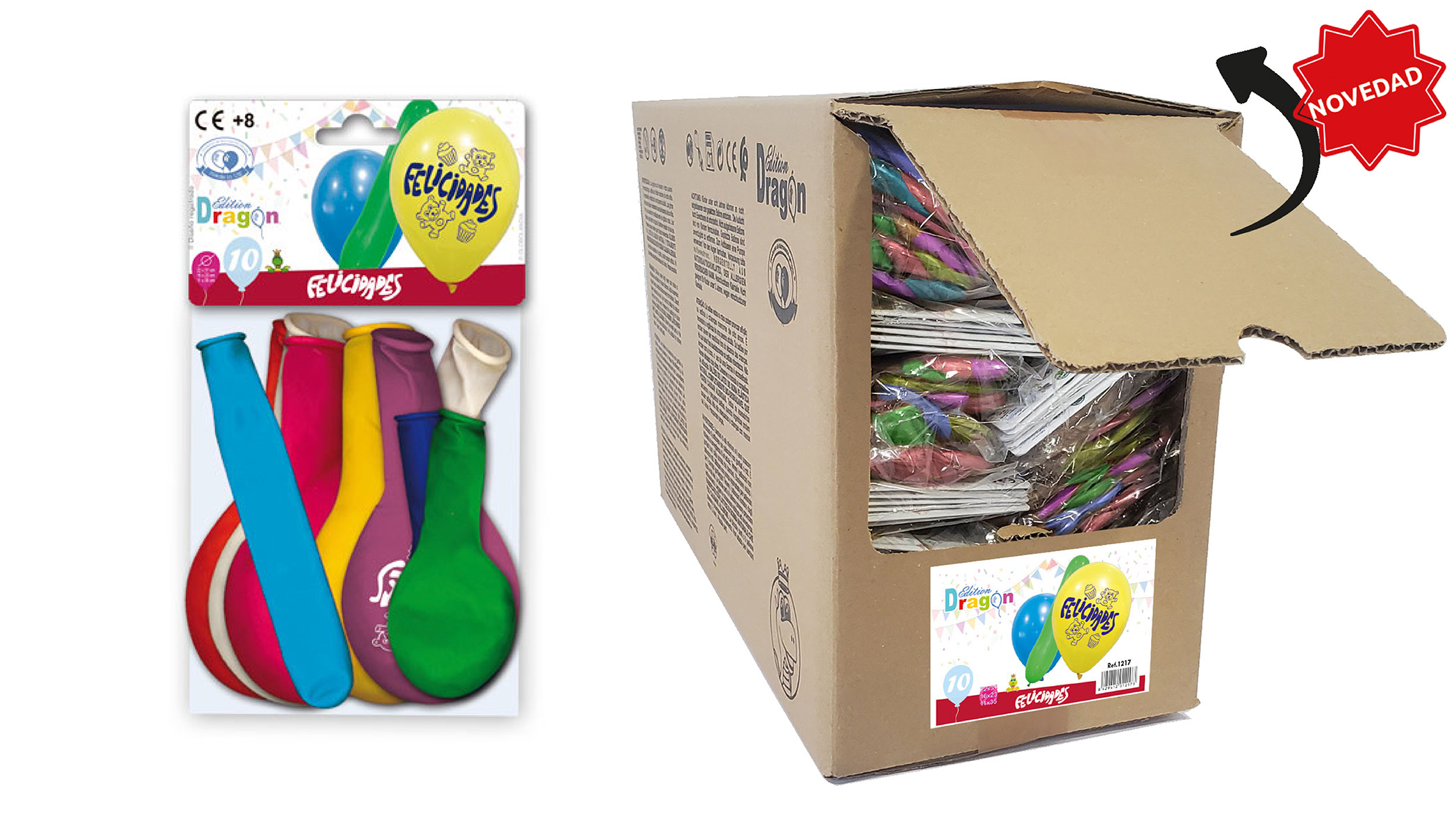 Globos impresos Felicidades, colores surtidos - bolsa de 10