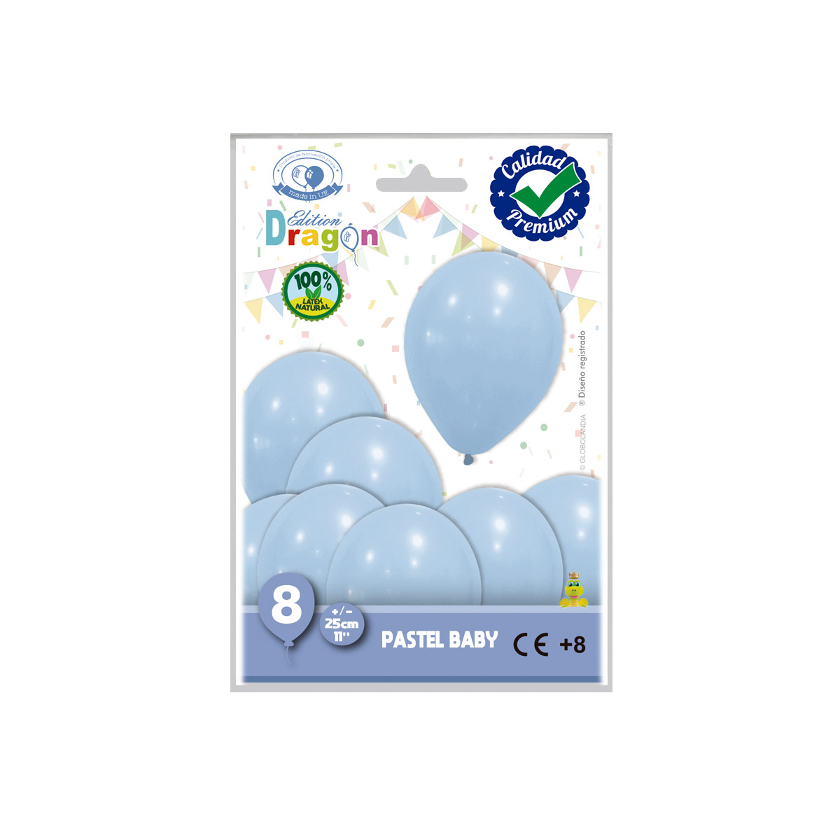 Globos Edition Dragon Pastel Azul Bebé 11" - Bolsa 8 uds