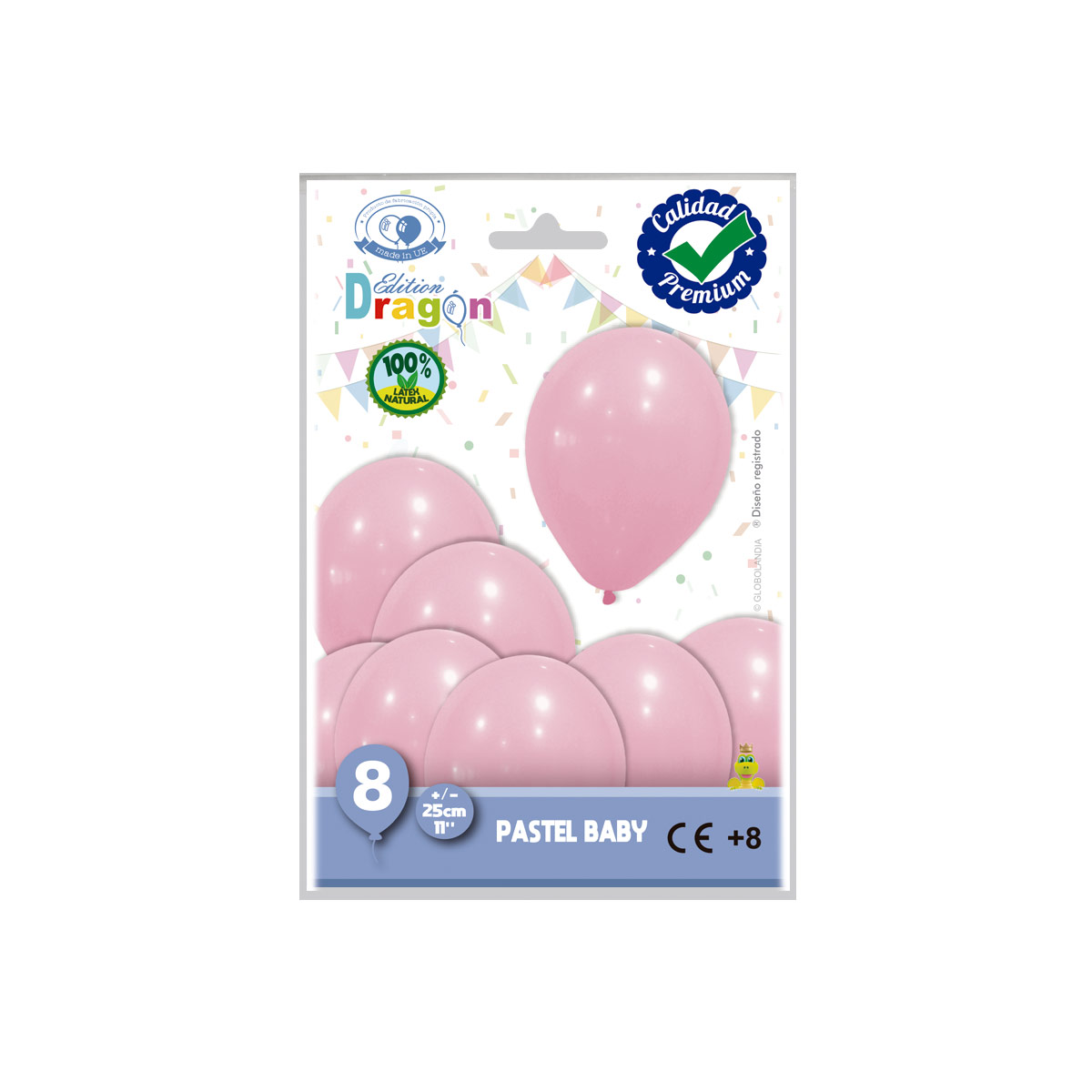 Globos látex 11" pastel rosa bebé Edition Dragon, bolsa de 8