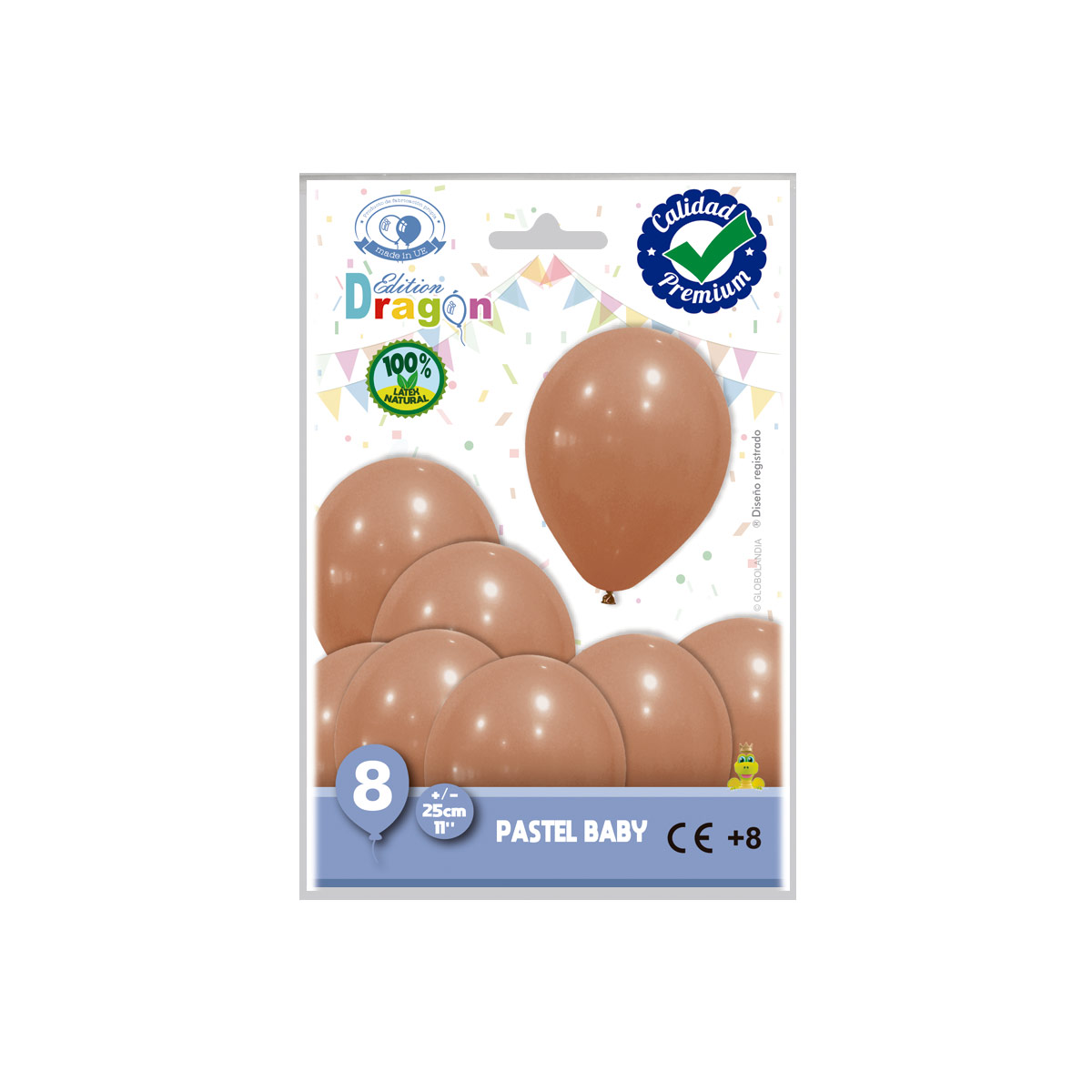 Globos de látex pastel moca 11" Edition Dragon – bolsa de 8