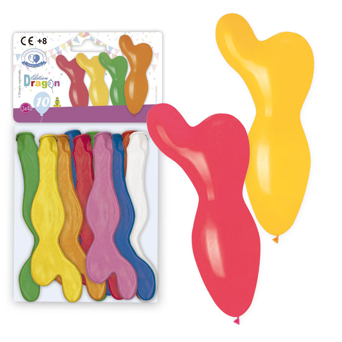 Globo figura Narizota Edición Dragón colores surtidos – bolsa de 10