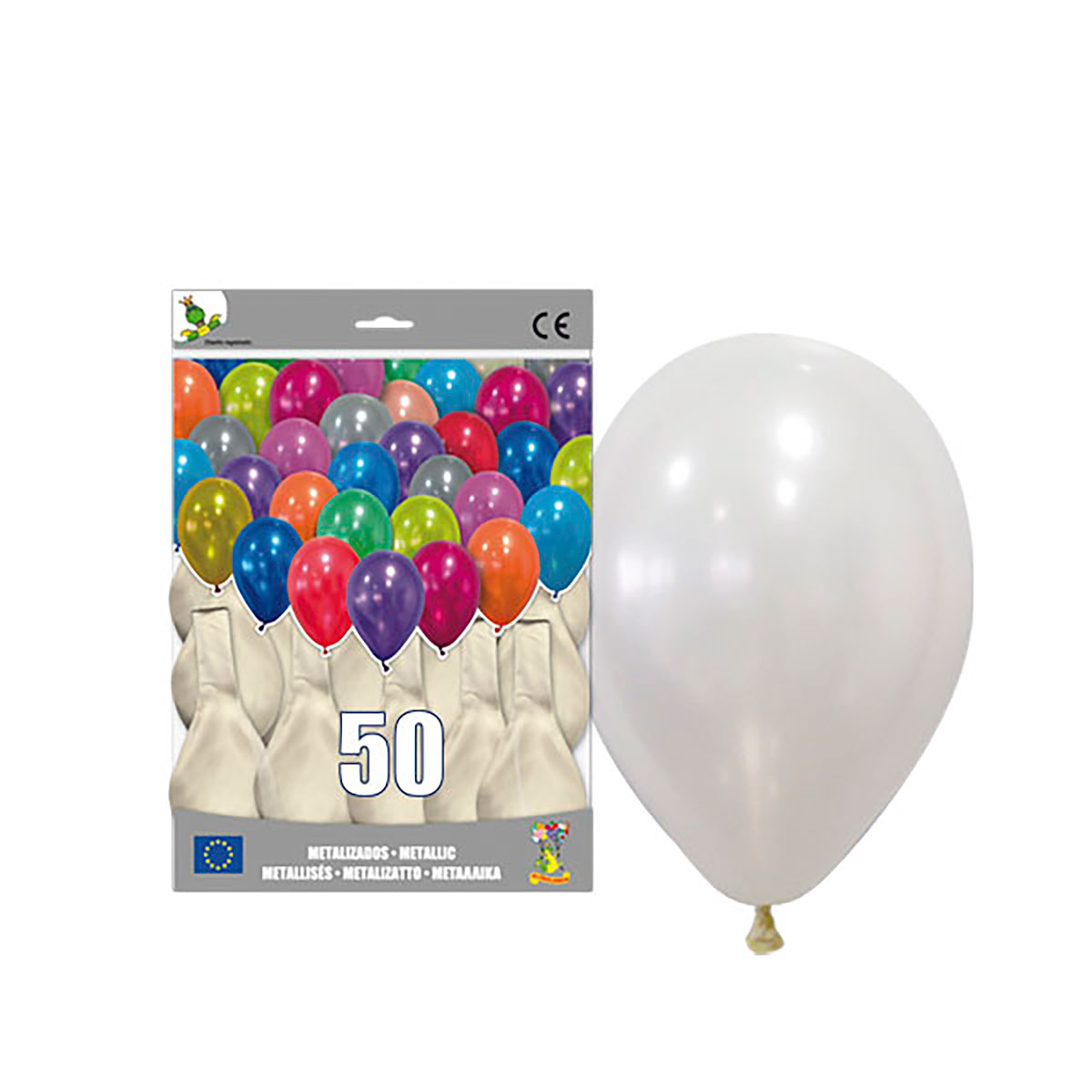 Globos metalizados 12" blanco perla - Bolsa 50 unidades