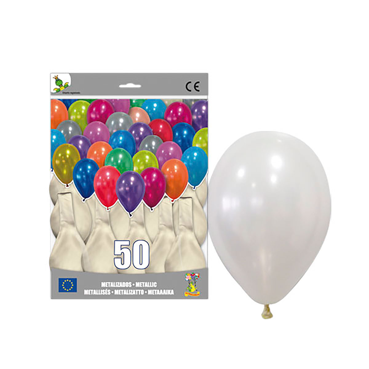 Globos metalizados blancos 12" - Bolsa de 50