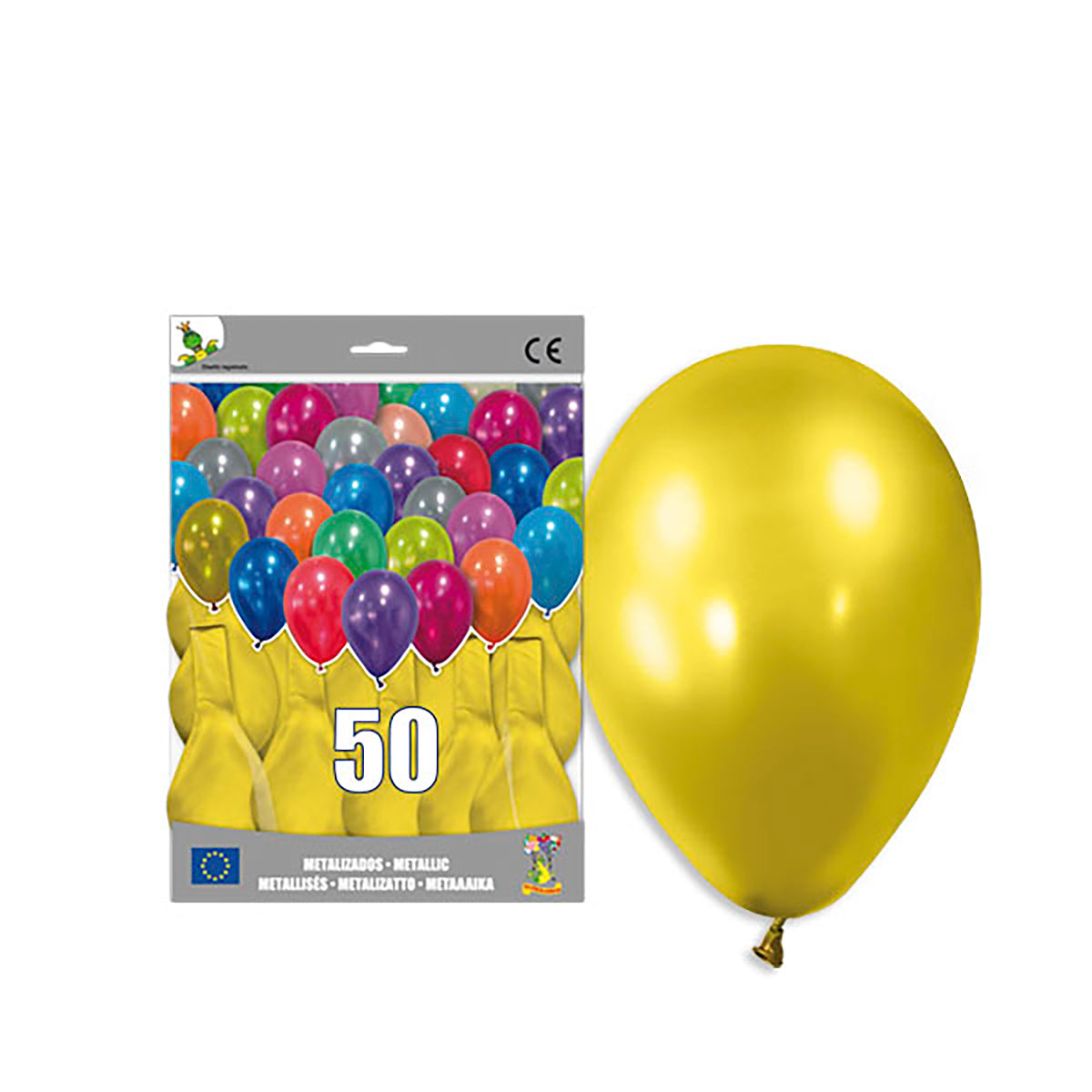 Globo metalizado amarillo 12'' (30 cm) – Bolsa de 50 unidades