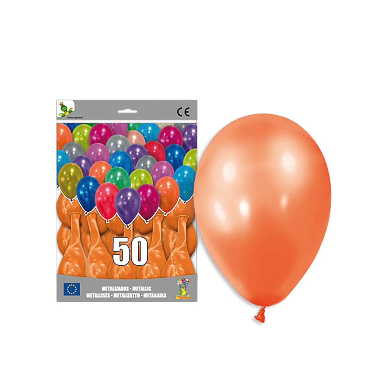 Globo metalizado naranja 12" liso · Bolsa 50 unidades