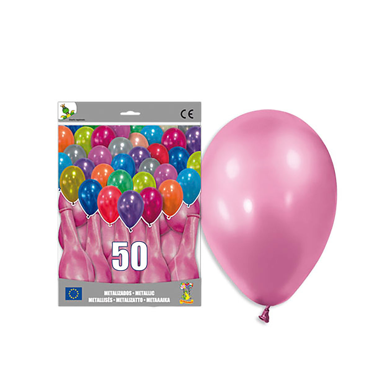 Globo metalizado rosa 12" liso – bolsa de 50 unidades