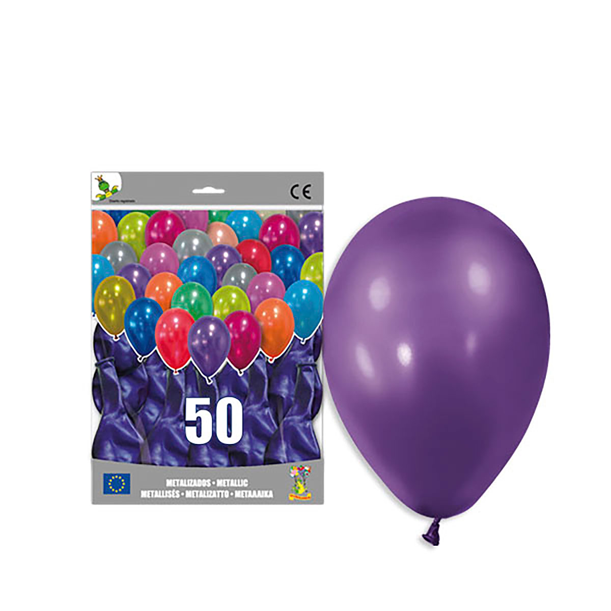 Globo metalizado lila 12" liso — Bolsa 50