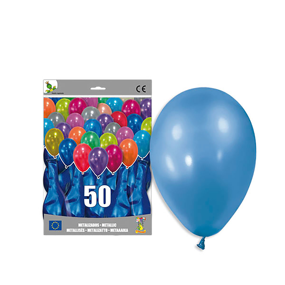 Globo metalizado azul 12" liso - Bolsa 50