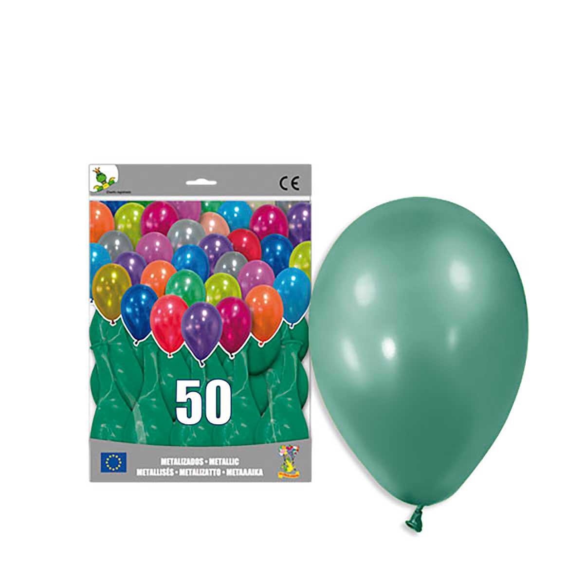 Globo metalizado verde 12" liso — Bolsa 50