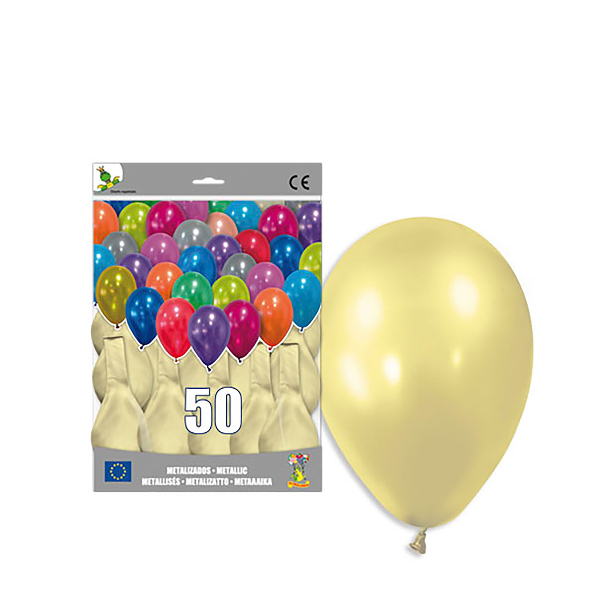 Globo metalizado 12" marfil - Bolsa 50