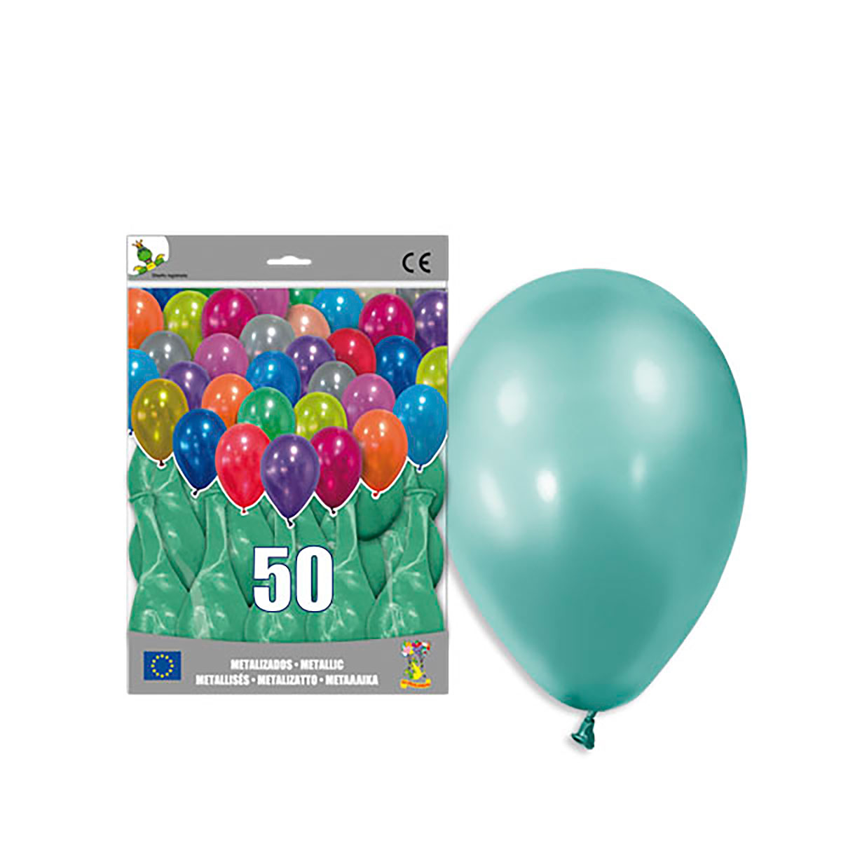Globos metalizados agua marina 12" – Bolsa 50