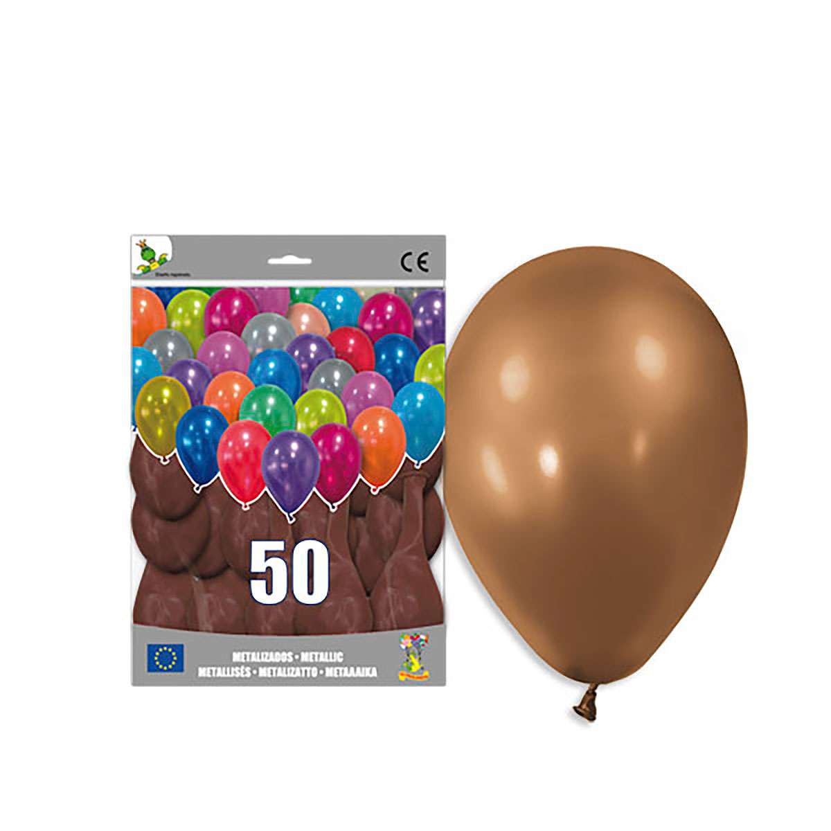 Globos metalizados marrón 12" - Bolsa 50 unidades
