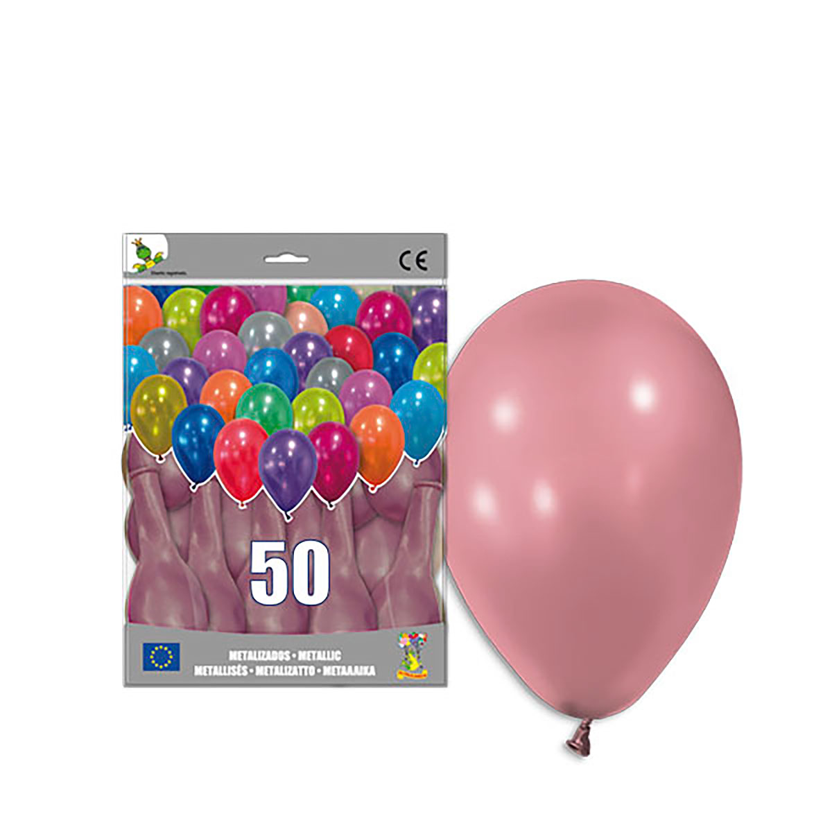 Globo de látex metalizado 12" oro rosa – bolsa de 50
