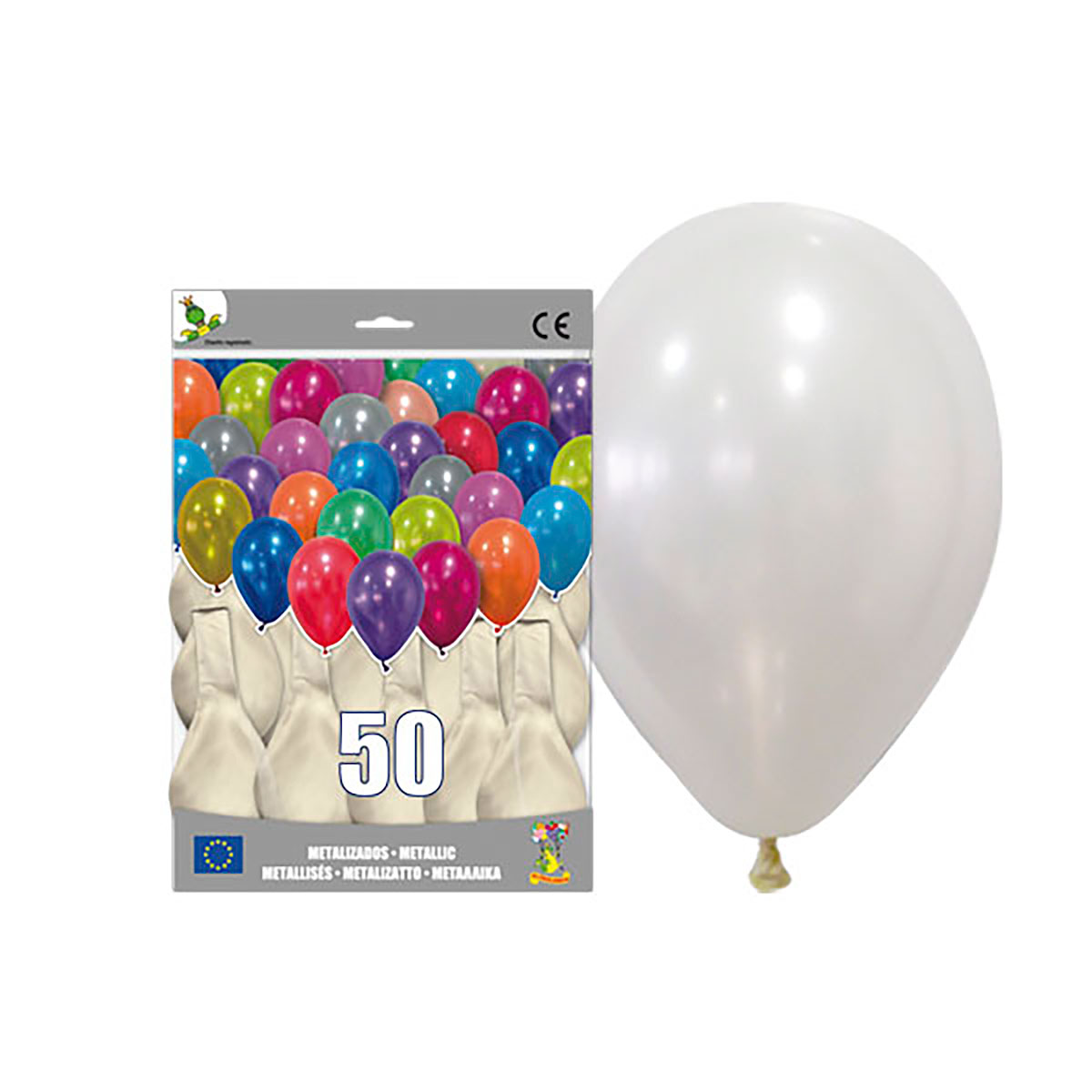 Globo látex metalizado perlado blanco 14" - Bolsa 50