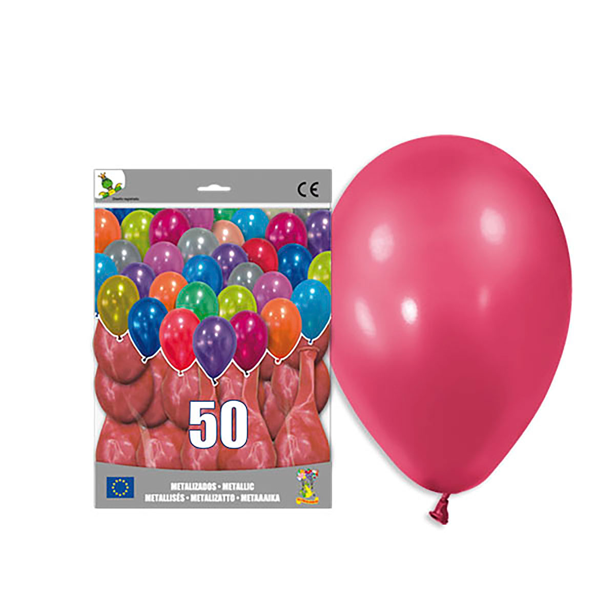 Globo látex metalizado rojo 14" - Bolsa 50 unidades