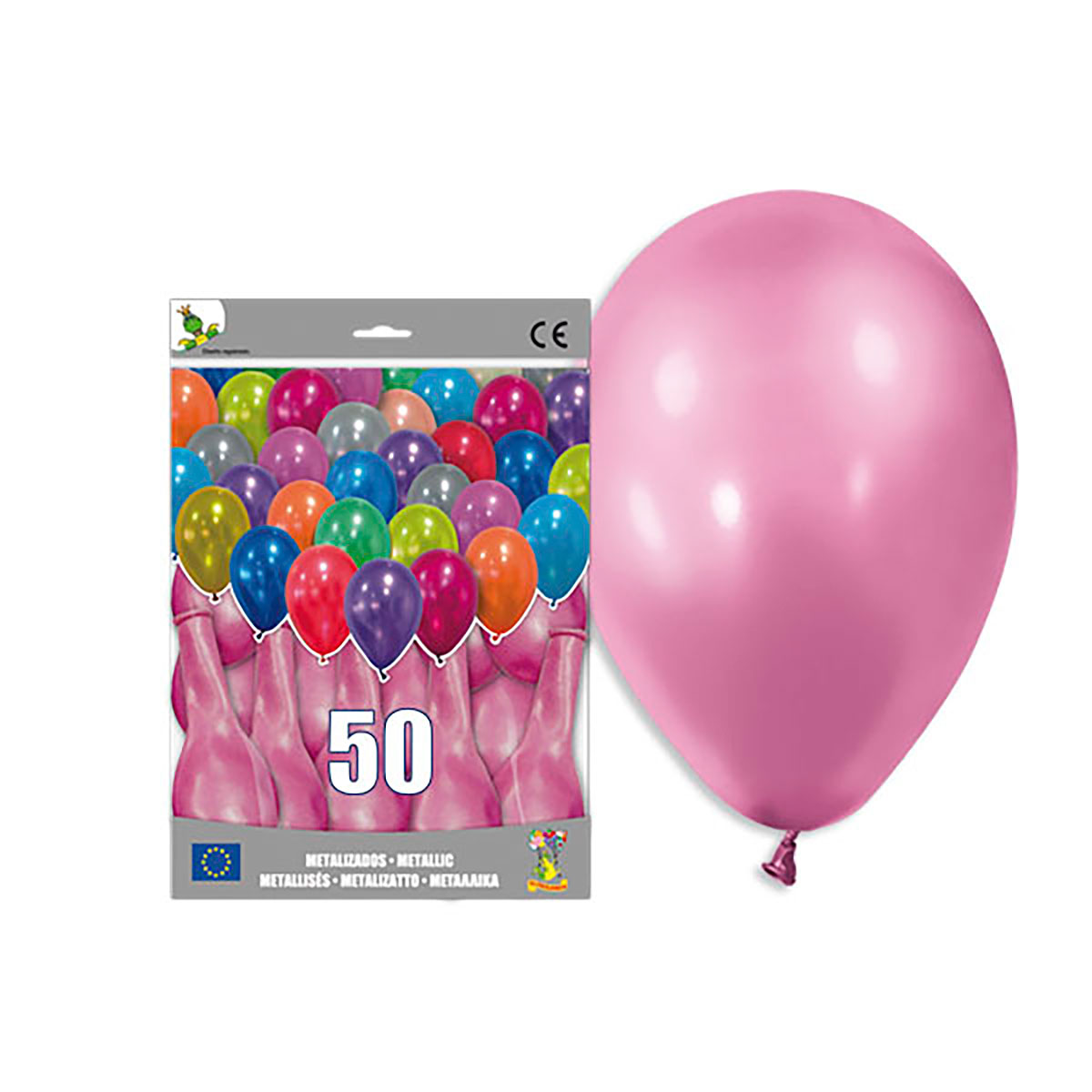 Globo metalizado rosa 14" - Bolsa 50 unidades