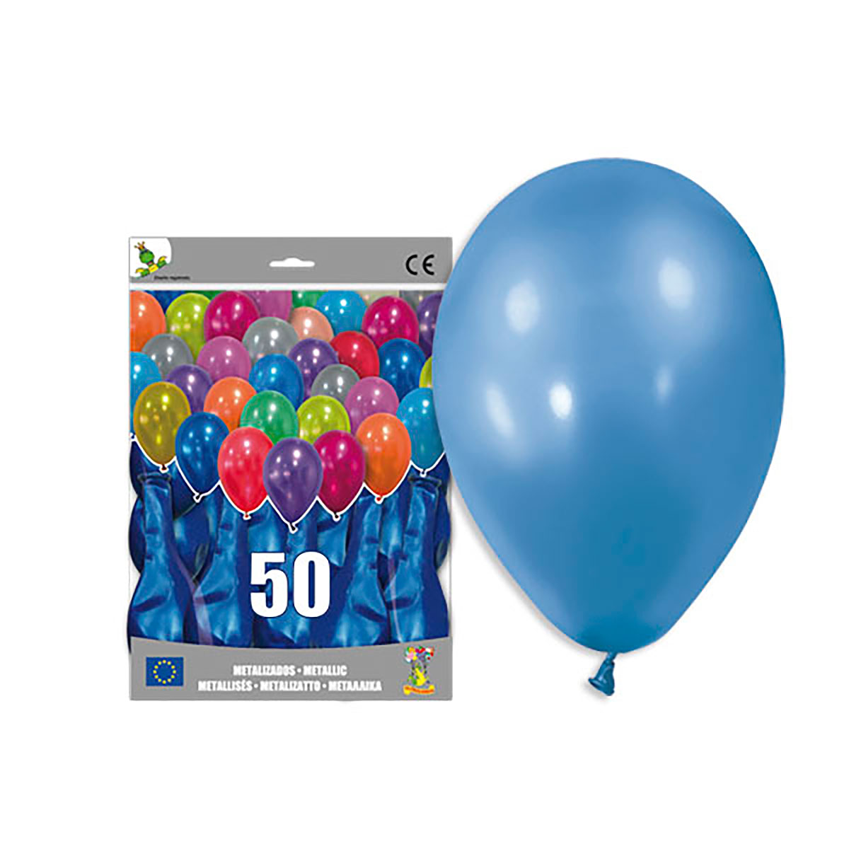 Globo látex metalizado azul 14" - Bolsa 50 unidades