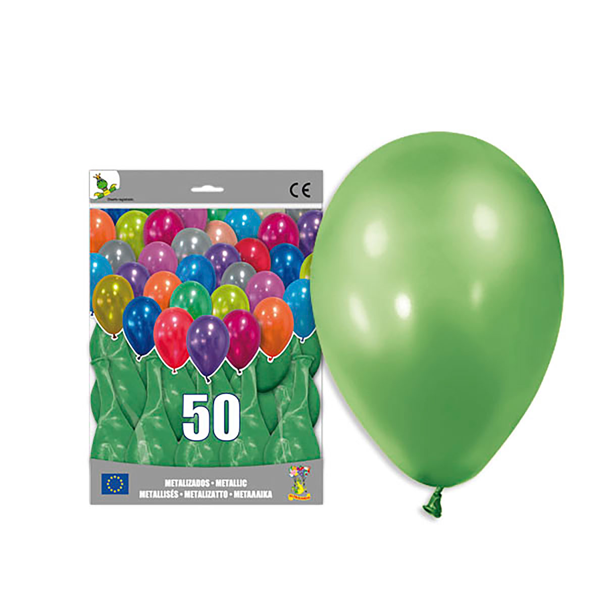 Globo metalizado verde tamaño 14 - Bolsa 50